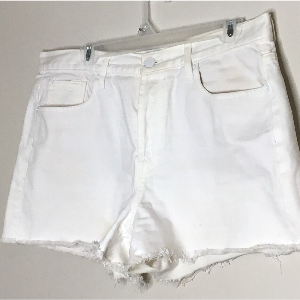 7 For All Mankind Monroe Ivory Cut-Off Jean Shorts Button Fly Size 31